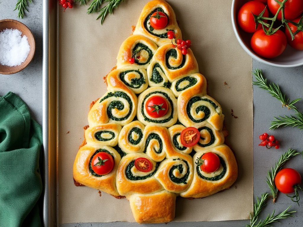 Recept: Spinazie en Ricotta Bladerdeeg Kerstboom Rolletjes