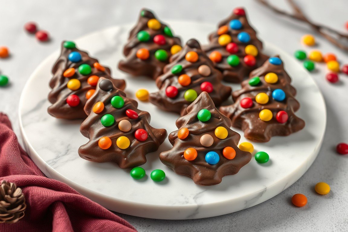 Chocolade Kerstboom Koekjes met M&M's