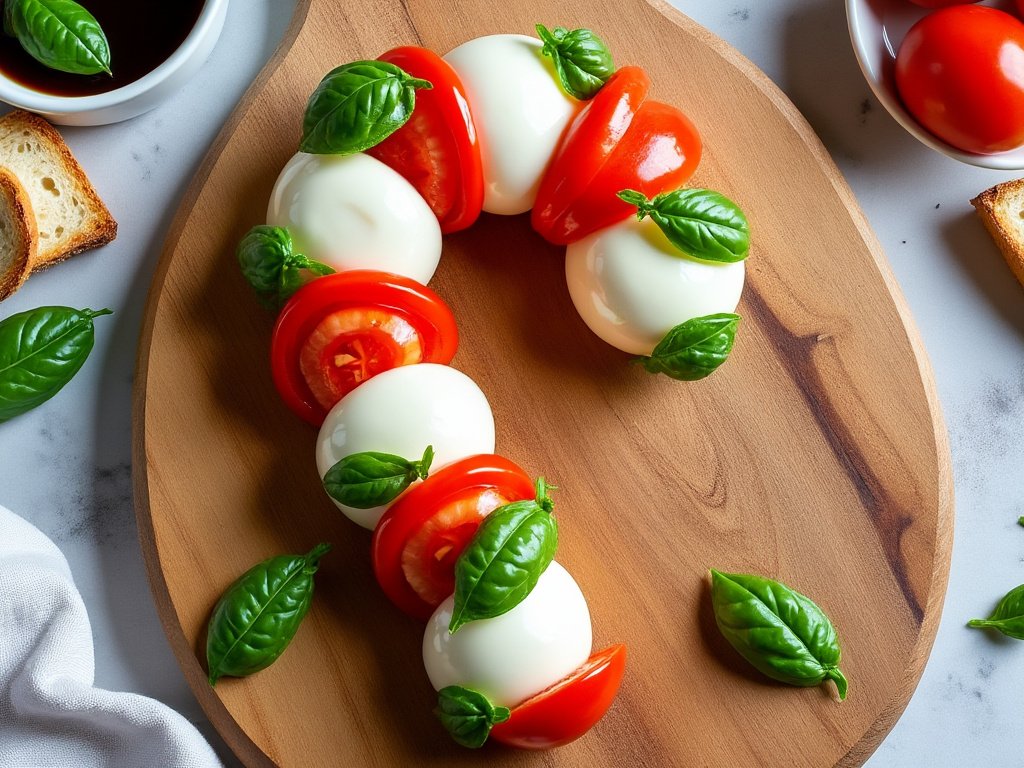 Eenvoudige Caprese Candy Cane Borrelplank